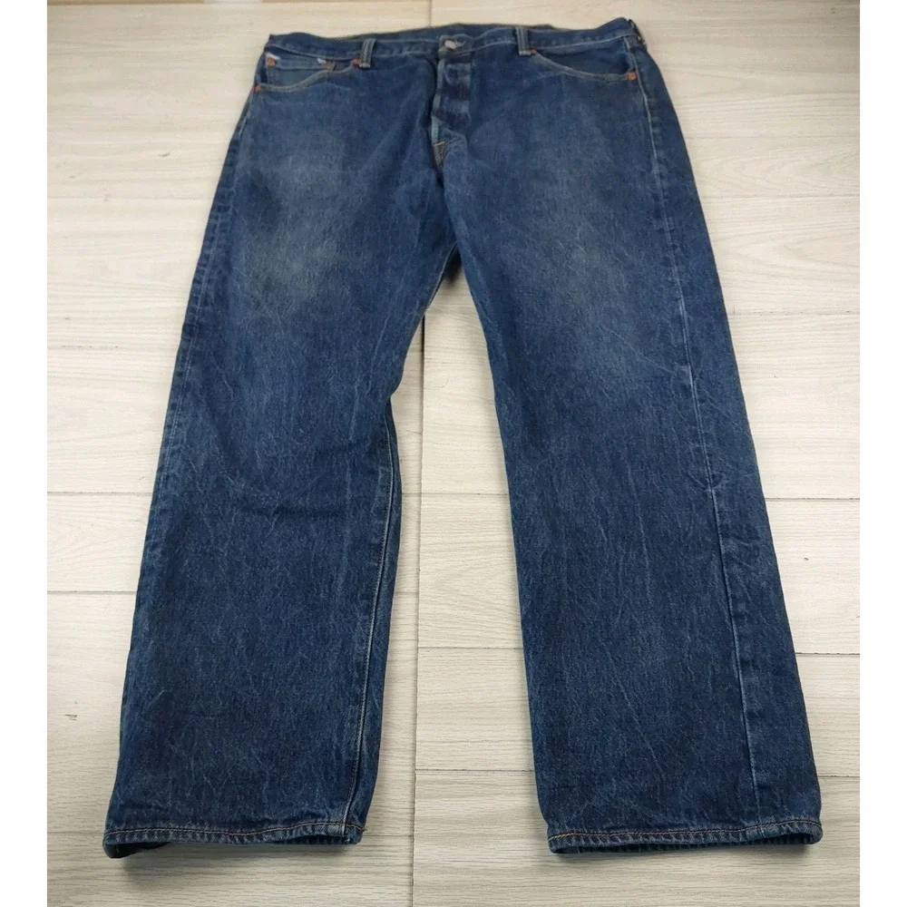 Levi's 501 Original Fit Jeans Mens 42x32 Blue Button Fly Straight Leg Denim